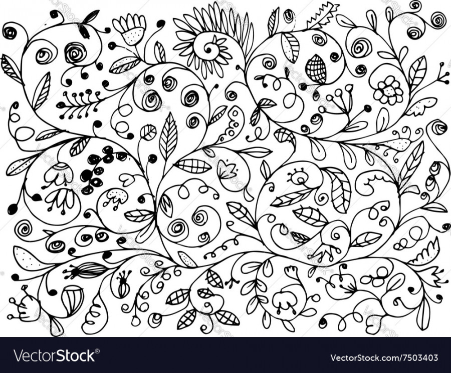 Floral pattern sketch for your design Royalty Free Vector