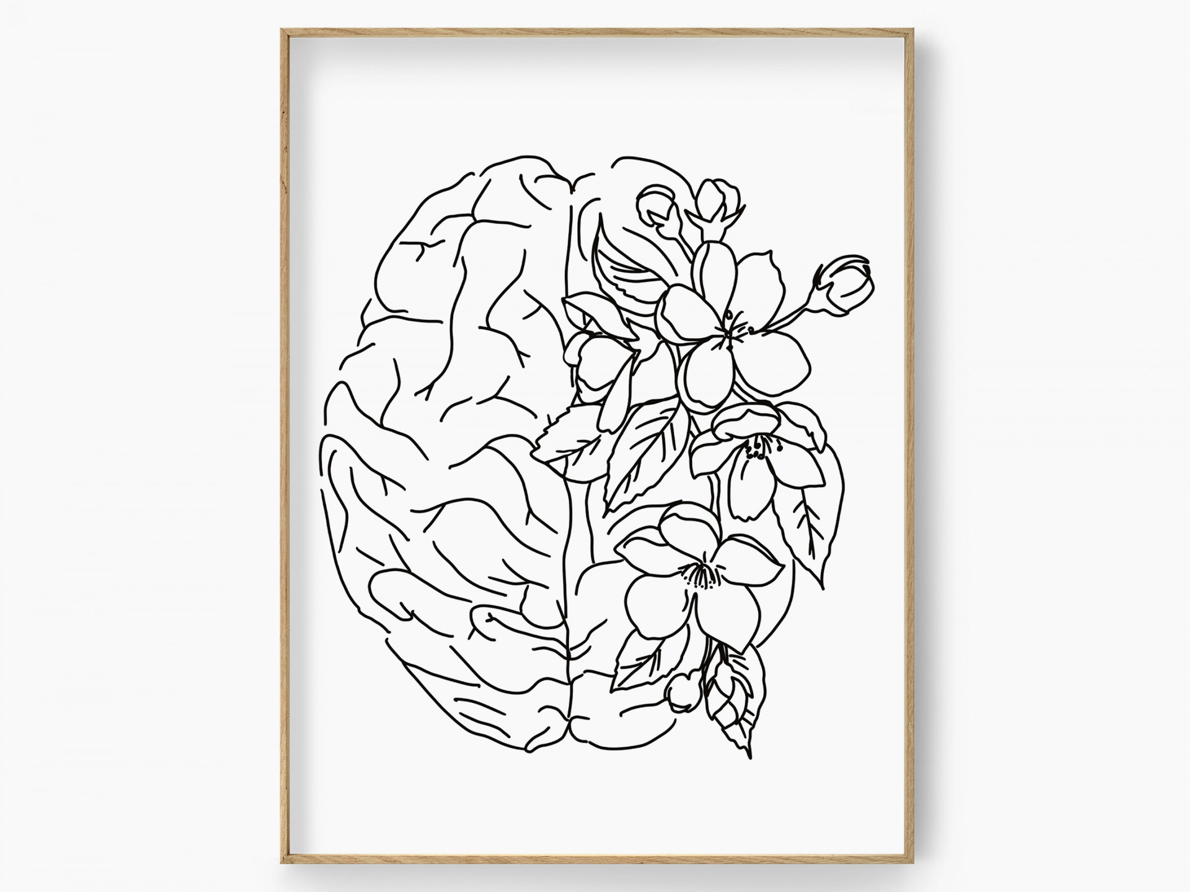 Flower Brain Art Print Black and White Brain Anatomy Poster - Etsy