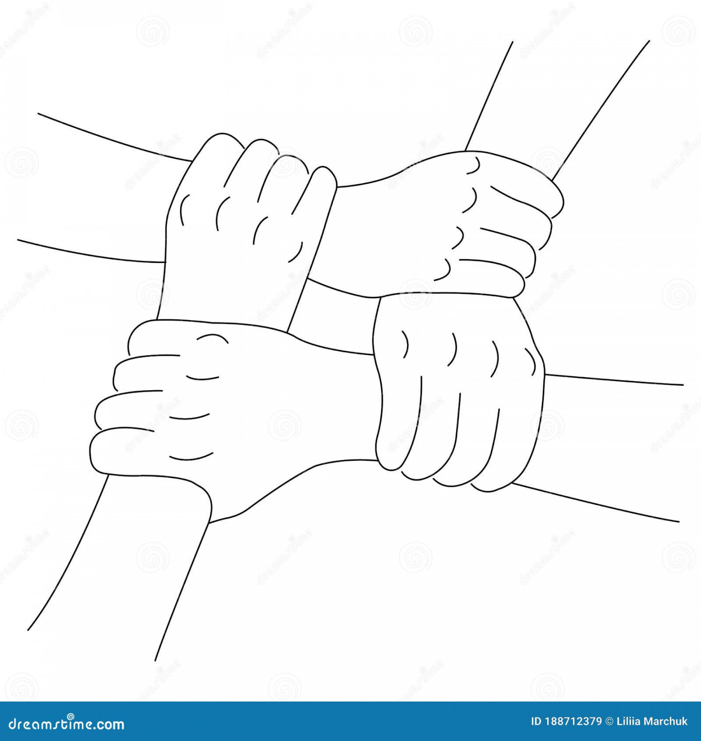 Four Hands Holding Wrists Stock Illustrations –  Four Hands