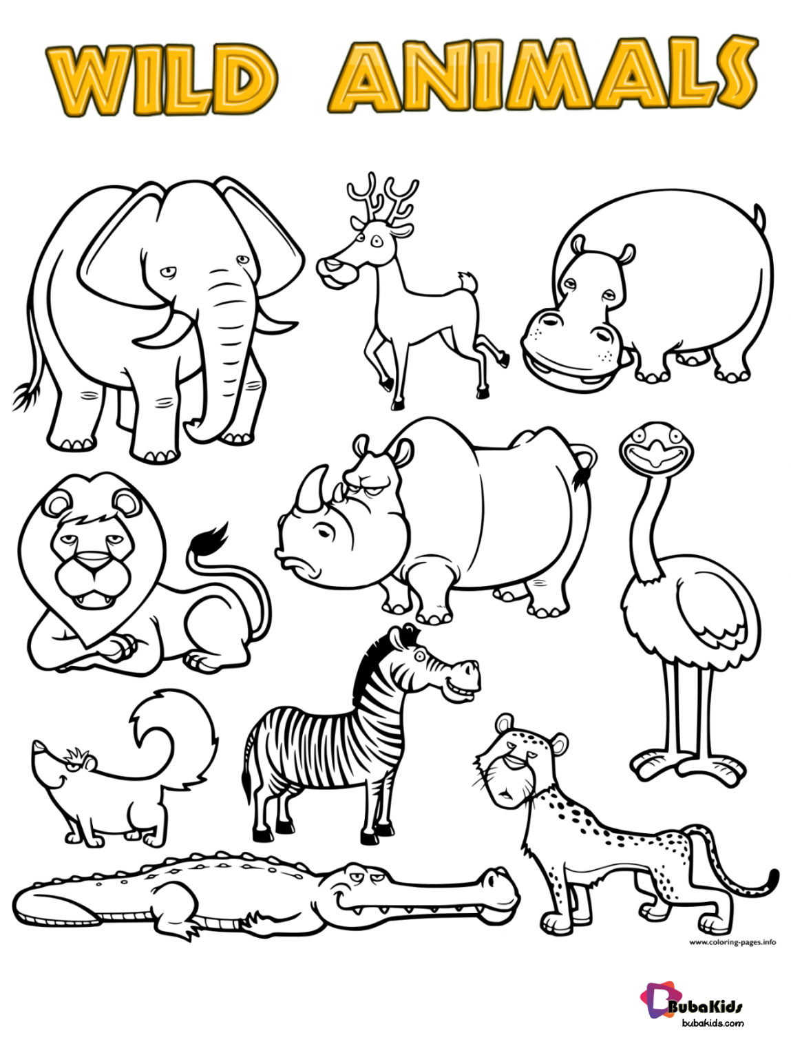 Free download Wild Animals printable coloring page Collection of