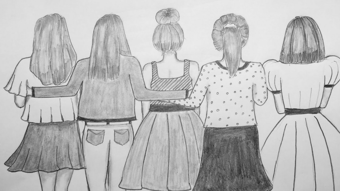 Friendship Day Special /  Best friends pencil sketch / Girl Drawing/  Pencil Drawing