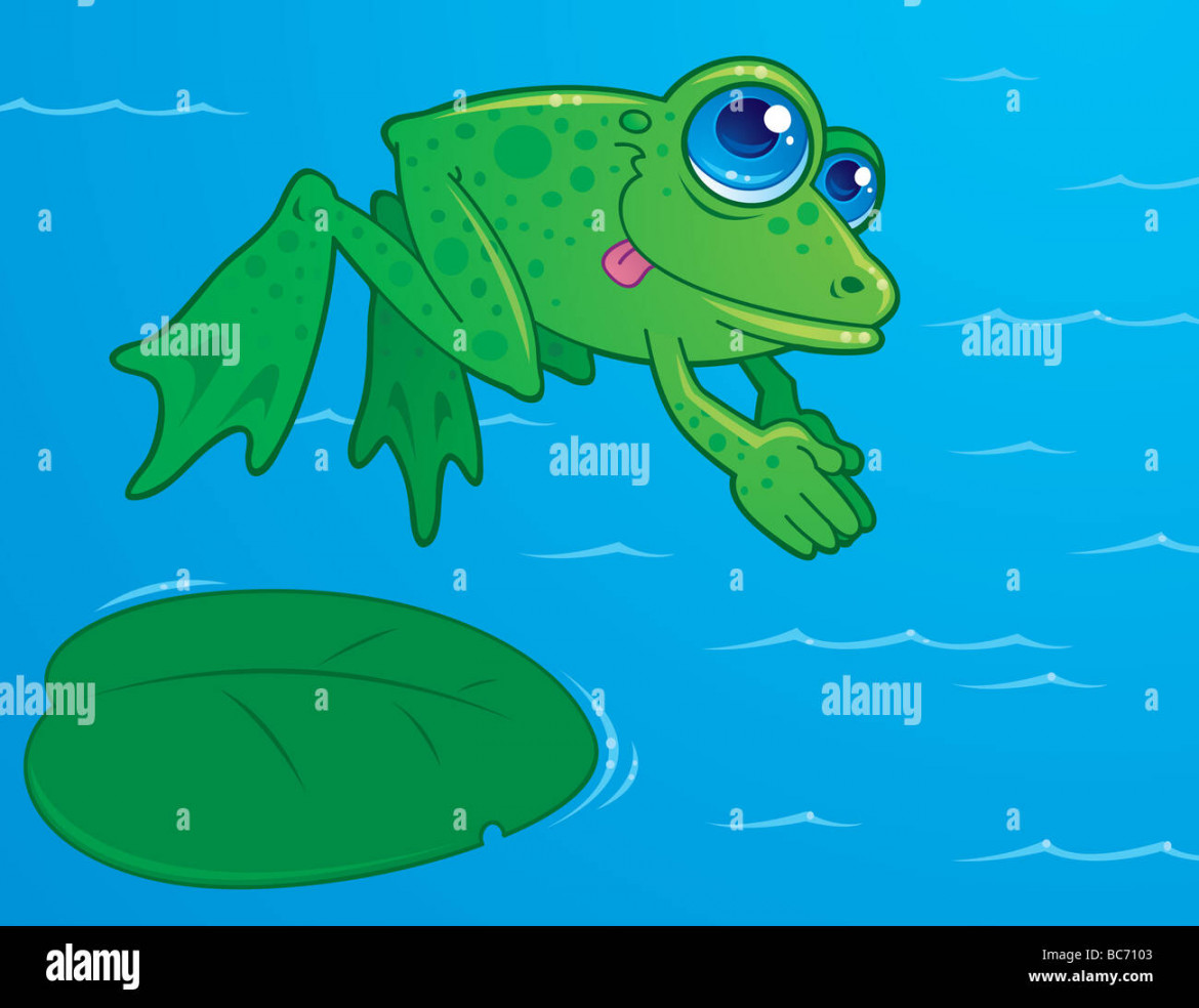 Frog pond illustration lily hi-res stock photography and images