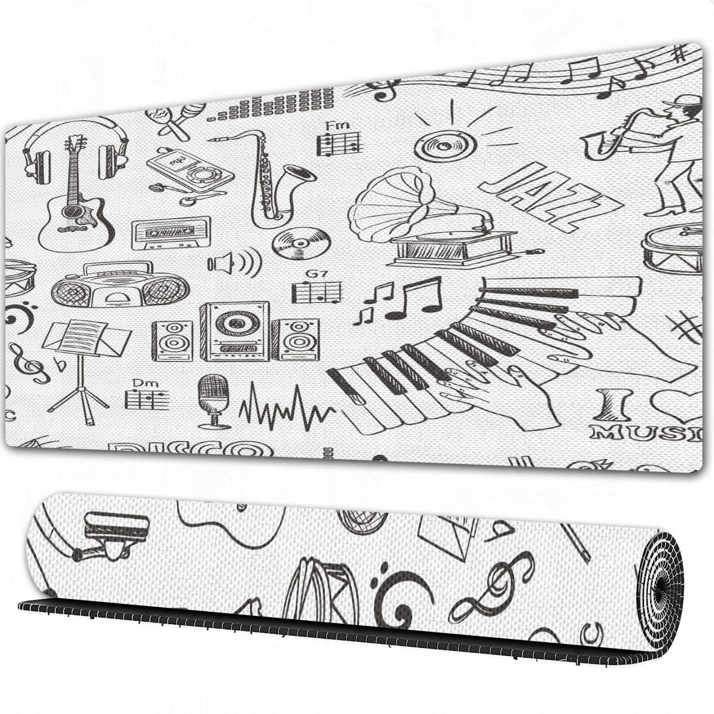 Gaming Mousepad XXL Sketch Music Theme Pattern Vielzahl von