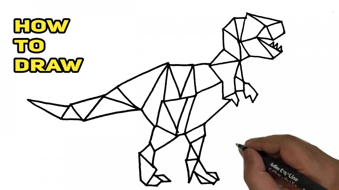 Geometric Dinosaur Drawing./ How to Draw Geometric Drawing easy./ Geometric  Line Drawing Dinosaur.