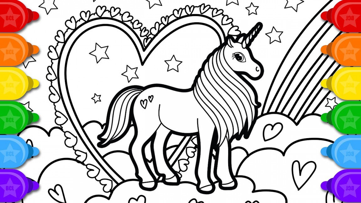 Glitter Unicorn Coloring and Drawing for Kids  How to draw a