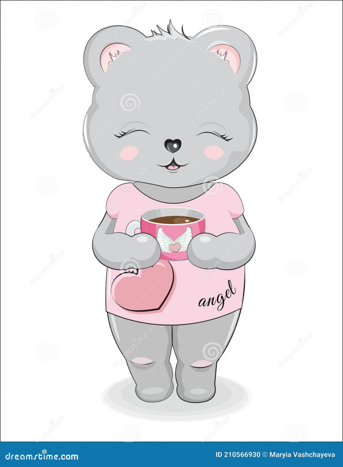 Good Morning Teddt Bear with Cup Stock Vector - Illustration of
