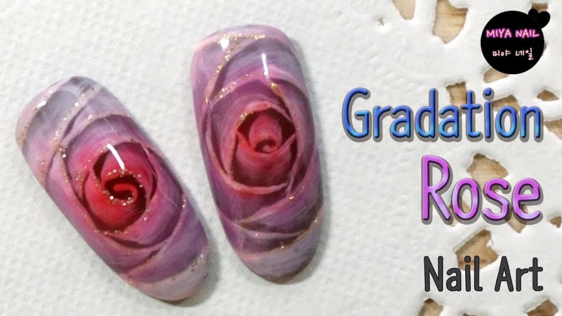 Gradation Rose Nail Art (Flower, Gel nails, Tutorial)  Rose nail art, Rose  nails, Nail tutorials