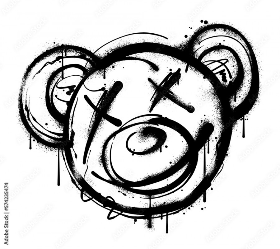 graffiti teddy bear illustration in street art style Stock