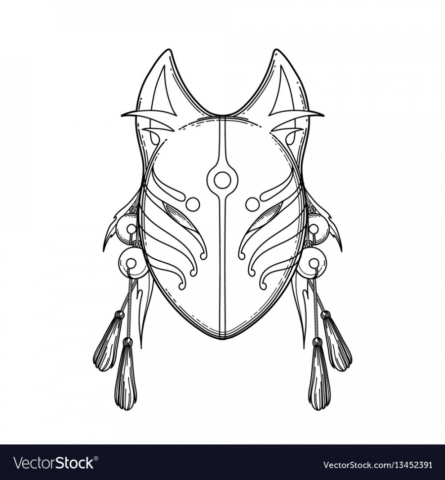 Graphic demon fox mask Royalty Free Vector Image