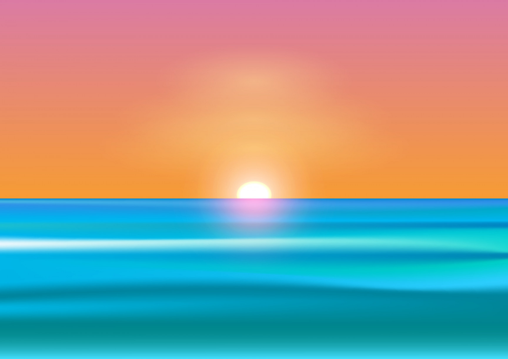 graphics drawing landscape view ocean and the sunset and light