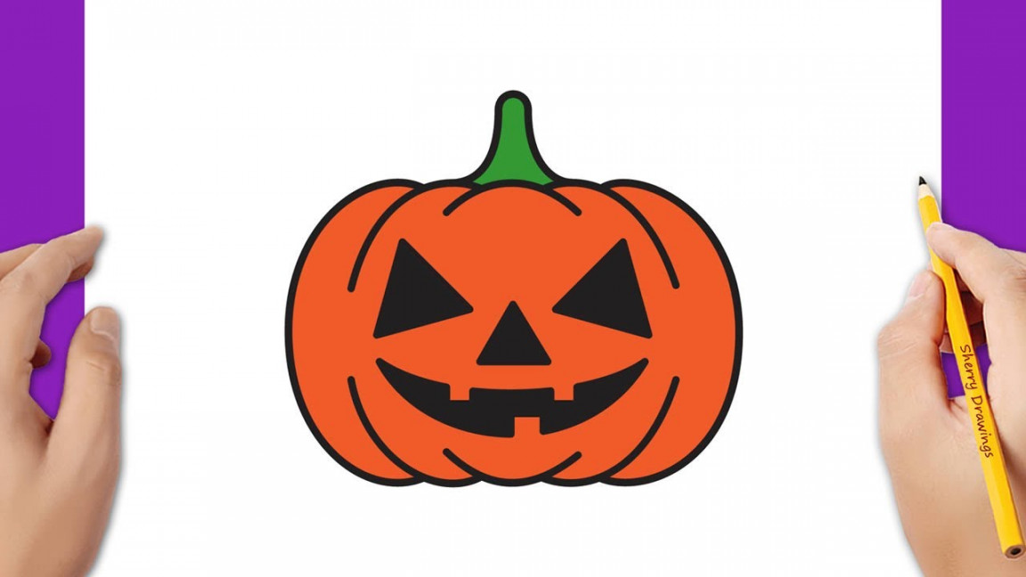 Halloween Drawings: How to draw a Halloween pumpkin easy