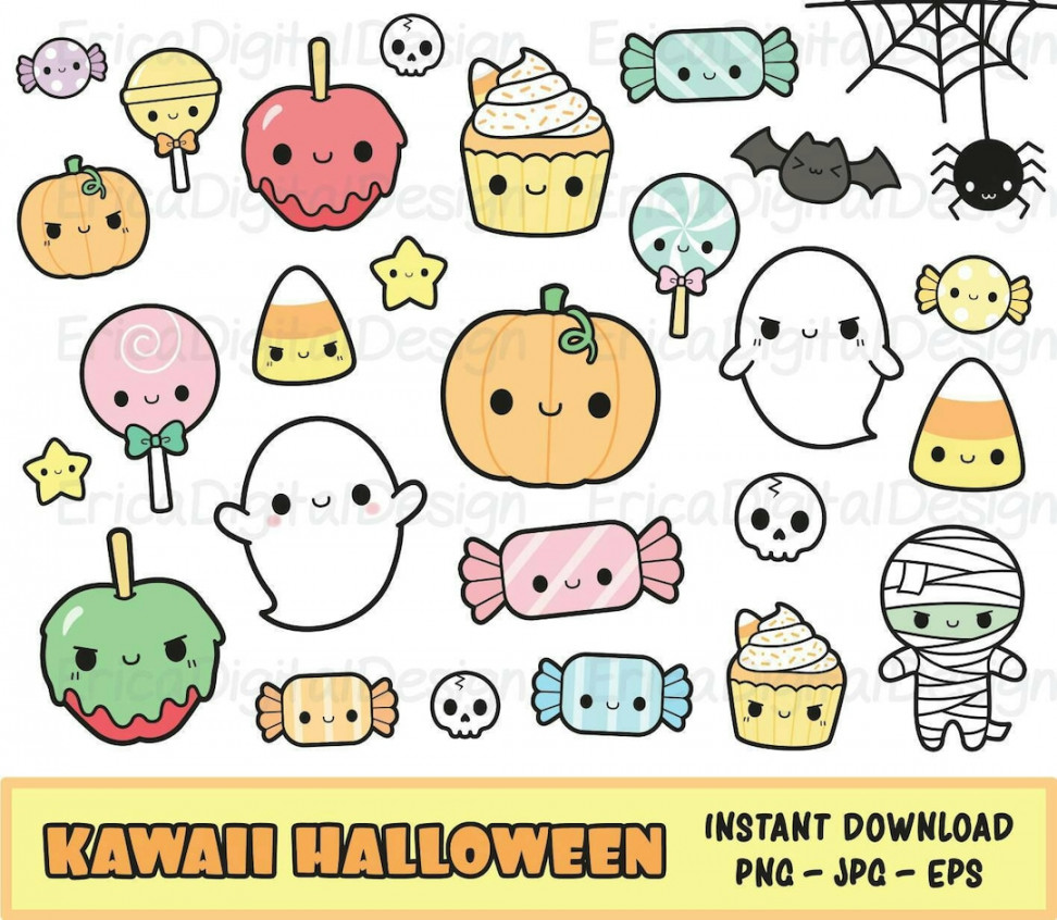 Halloween kawaii Clipart Set Süße Halloween Clip Art Kawaii Kürbis Geist  Candy Cliparts Planer Clipart Vektor Grafik Download - Etsy