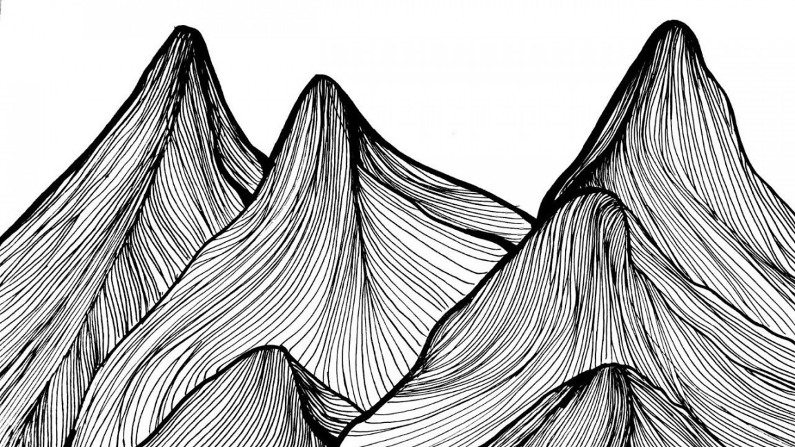 Hand Drawing Zentangle Line Simple Art Mountain on Paper Tutorial