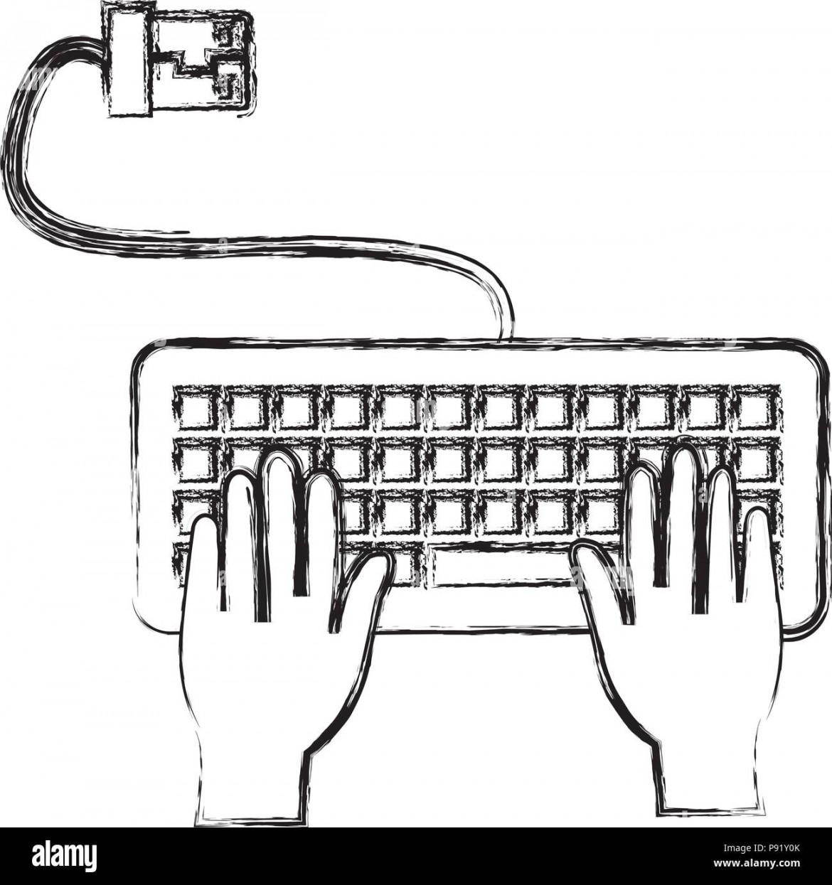 hands typing in keyboard vector illustration design Stock Vector