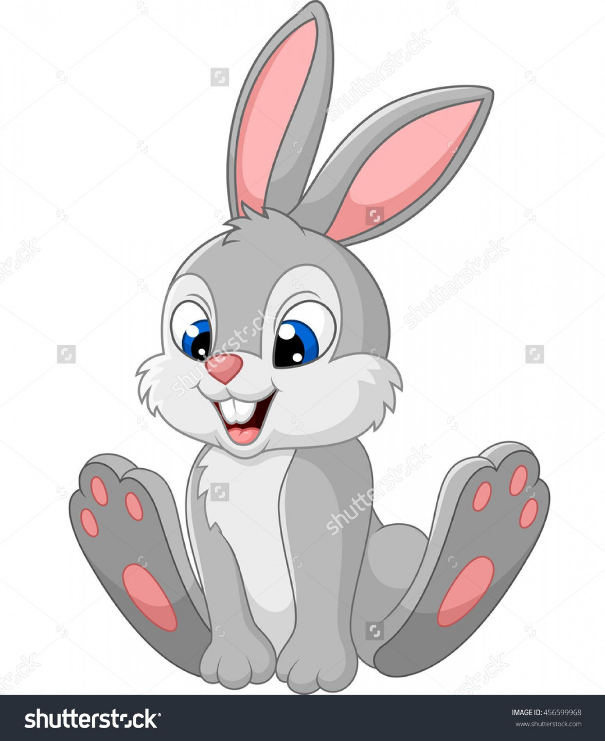 Happy Bunny Cartoon Isolated On White Stock Vector (Royalty Free