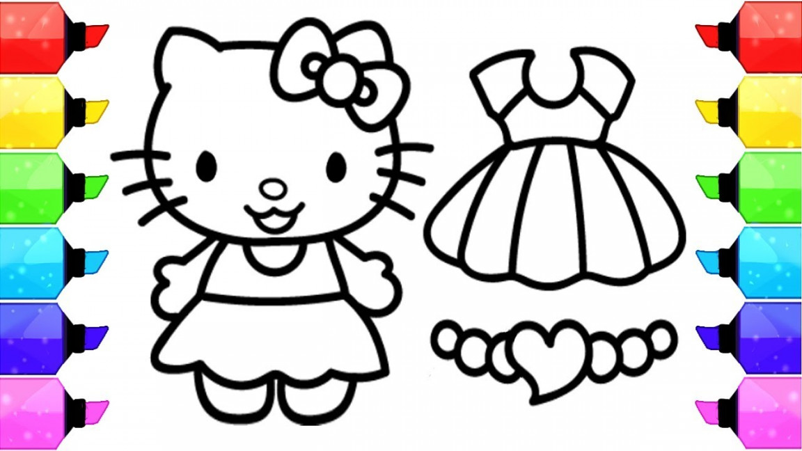 HELLO KITTY Coloring Pages  How to Draw Hello Kitty Dress up Game