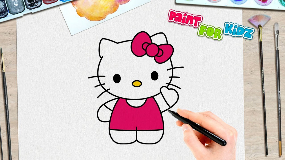 Hello Kitty (Kitty White) - Easy Drawing for Kids - Step by Step  Paint  For Kidz