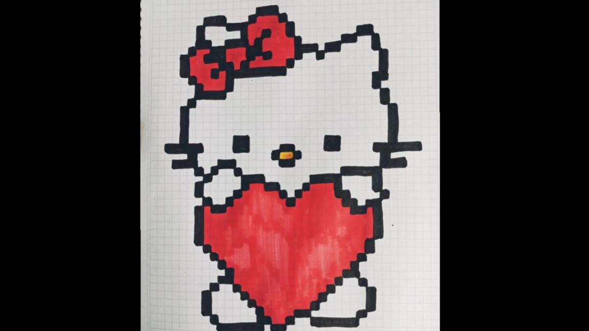 Hello Kitty Nasıl Çizilir? Pixel Çizim-How to Draw a Hello Kitty- Pixel Art