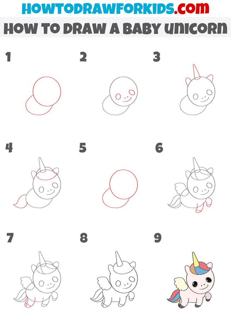 how to draw a baby unicorn step by step  Unicorn drawing, Baby