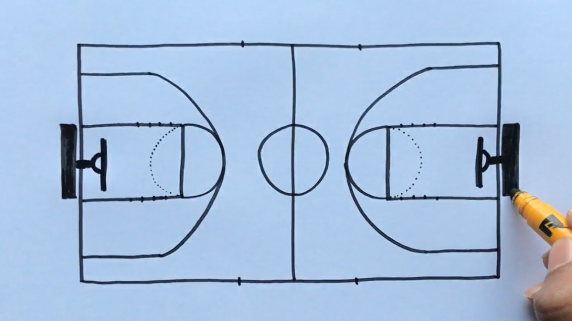 How to Draw a Basketball Court Step-by-step