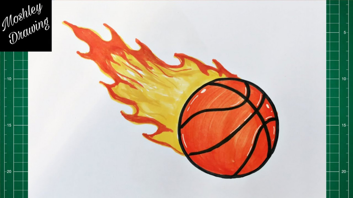 How to Draw a Basketball with Fire Flames