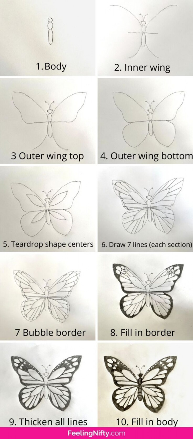 How to Draw a Butterfly Easy-Peasy & Fast ! {for kids, teens and