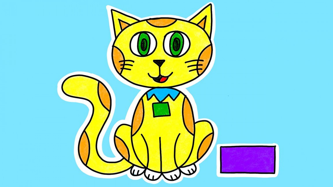 How to Draw a Cat (Geometric Shapes)  Easy Step-by-Step Art