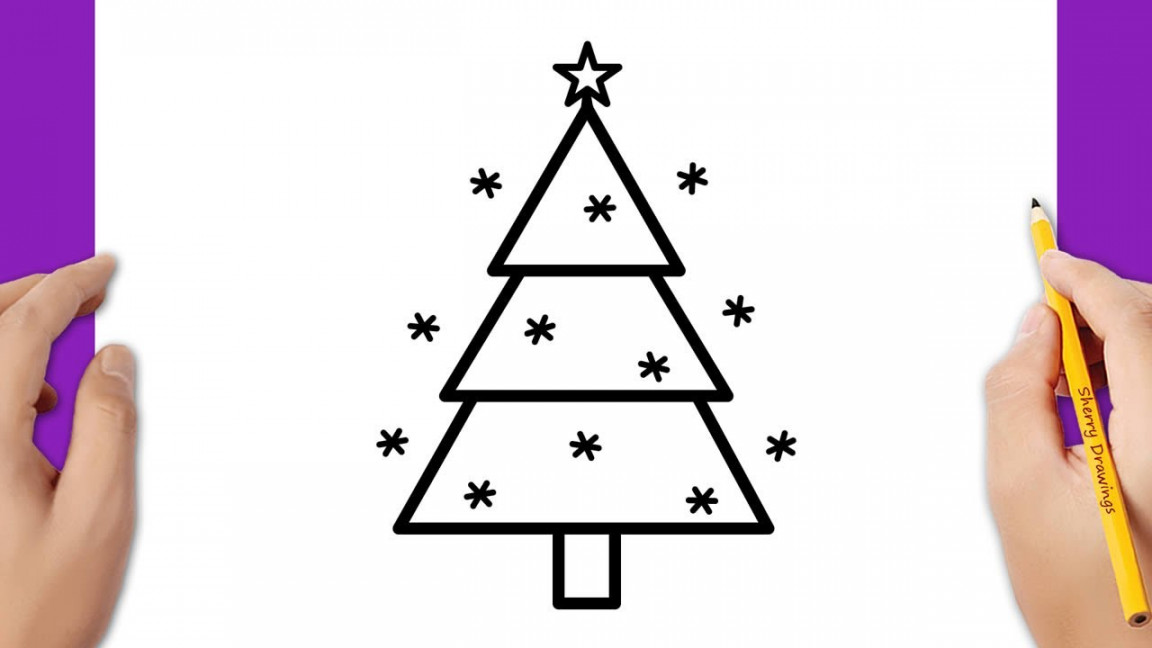 HOW TO DRAW A CHRISTMAS TREE EASY  CHRISTMAS DRAWING