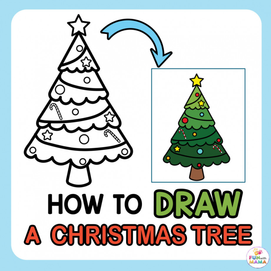 How to draw a Christmas Tree - Fun with Mama