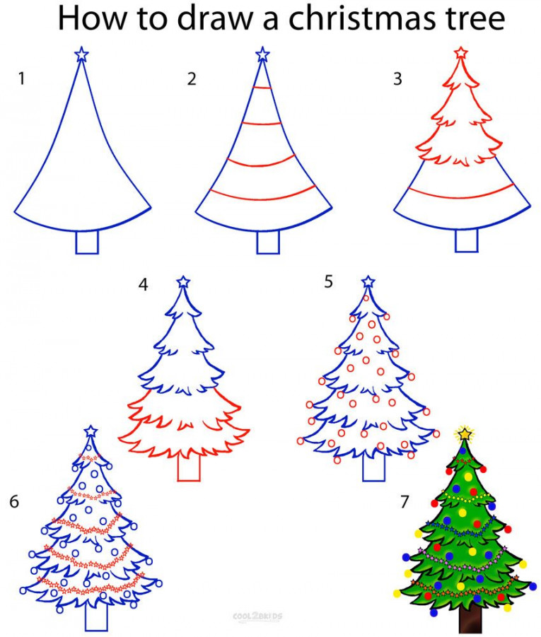 How to Draw a Christmas Tree Step by Step Drawing Tutorial with