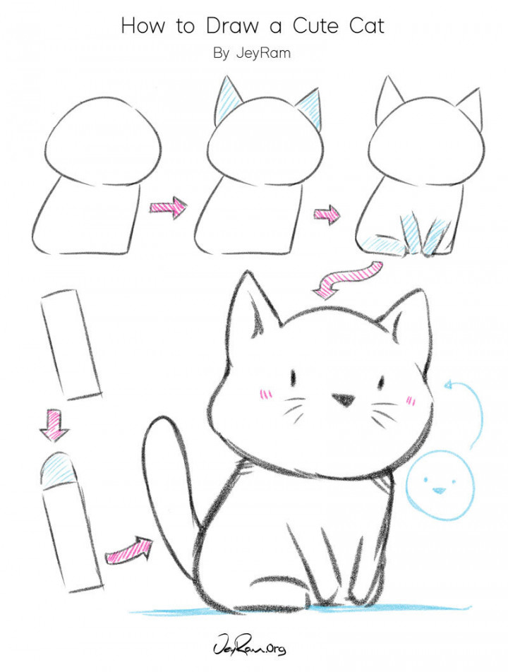 How to Draw a Cute Cat - Easy Step by Step Tutorial for Beginners