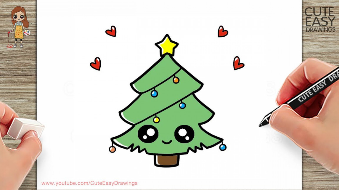 How to Draw a Cute Christmas Tree  Cute Christmas Tree Drawing Easy   Christmas Drawing Easy