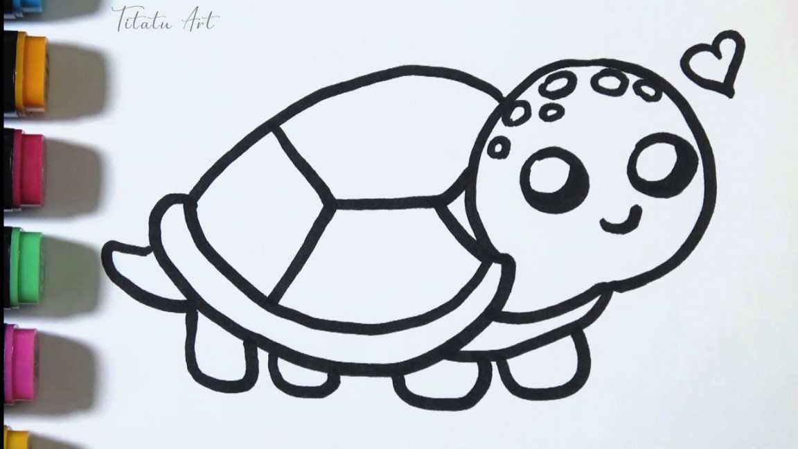 How to draw a cute Turtle step by step Easy for kids  Cute Drawing