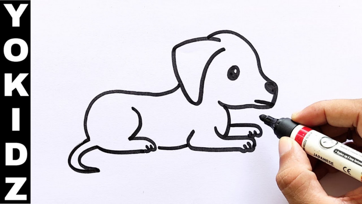 How to draw a dog sitting down  Sitting Dog Drawing