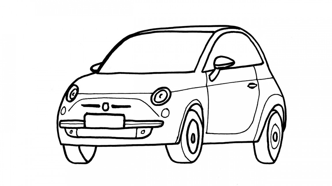 How to draw a Fiat  - Fiat  Car Sketch Drawing Easy - How to draw a  car