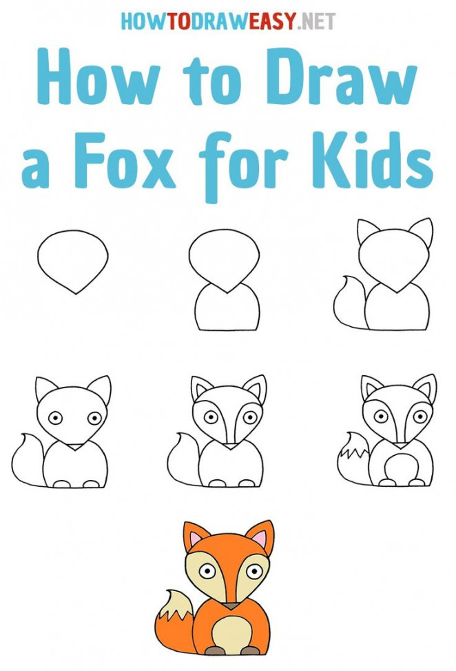 How to draw a fox  Easy drawings for kids, Drawing lessons for
