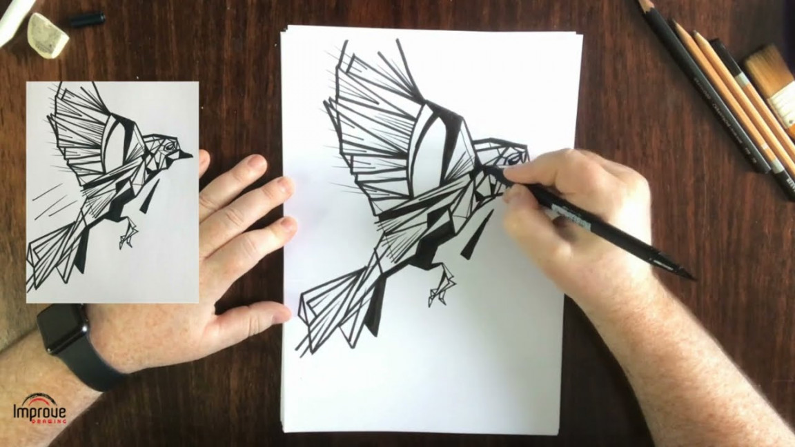 How to Draw a Geometric Bird