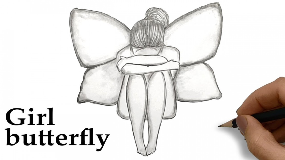 How to draw a Girl butterfly with a pencil