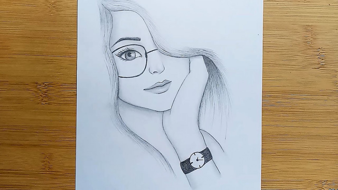 How to draw a Girl face with Glasses for beginners - step by step  Face  drawing  Pencil sketch
