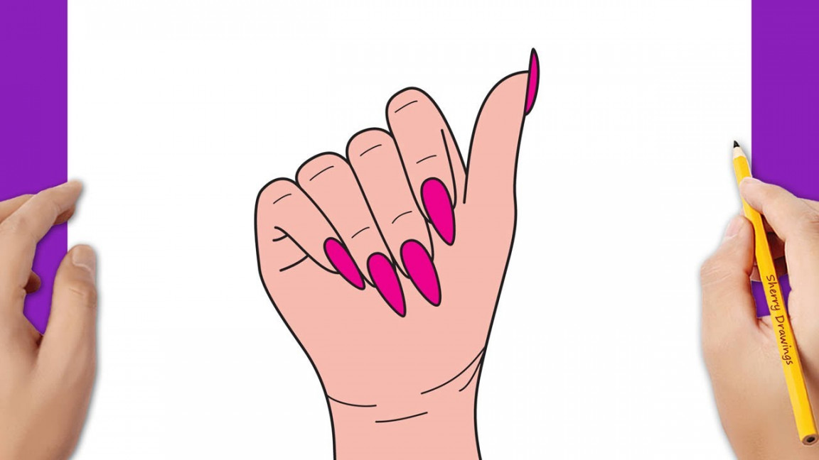 HOW TO DRAW A GIRL HAND WITH NAILS EASY