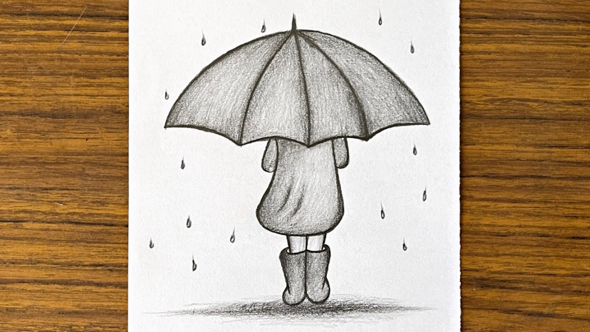 How to draw a girl with umbrella pencil sketch  Easy drawing ideas for  beginners  Drawing of girl