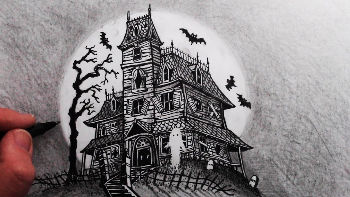 How to Draw a Haunted House: Step by Step