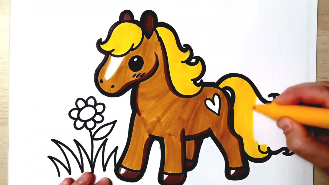 HOW TO DRAW a Kawaii Horse - easy and cute drawing for kids
