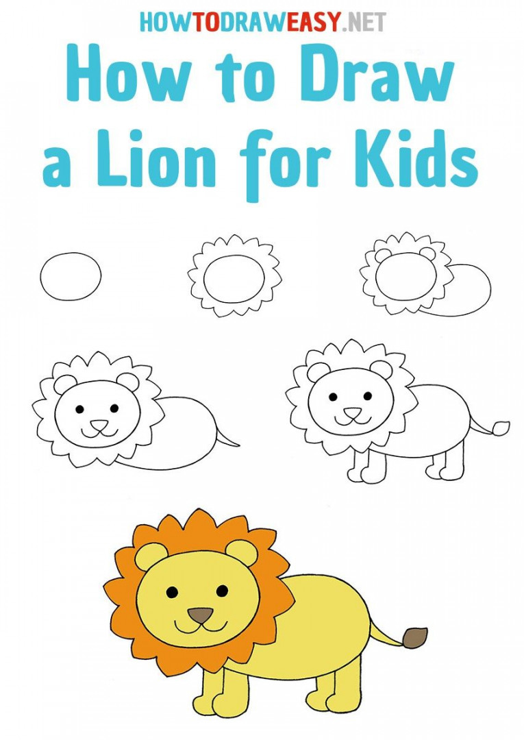 How to Draw a Lion  Drawing images for kids, Lions for kids