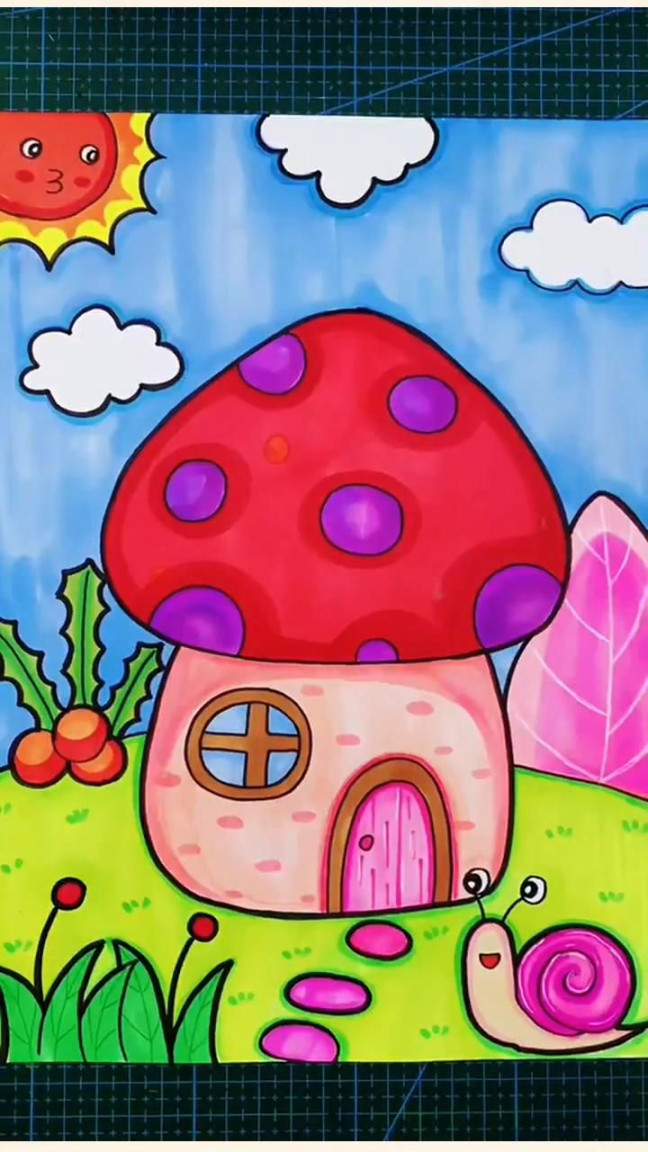 How to Draw a Mushroom House - Step By Step Instructions  Easy