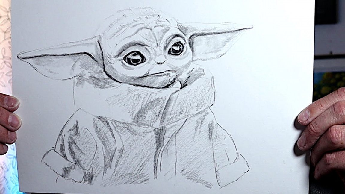 How To DRAW a realistic BABY YODA with pencil