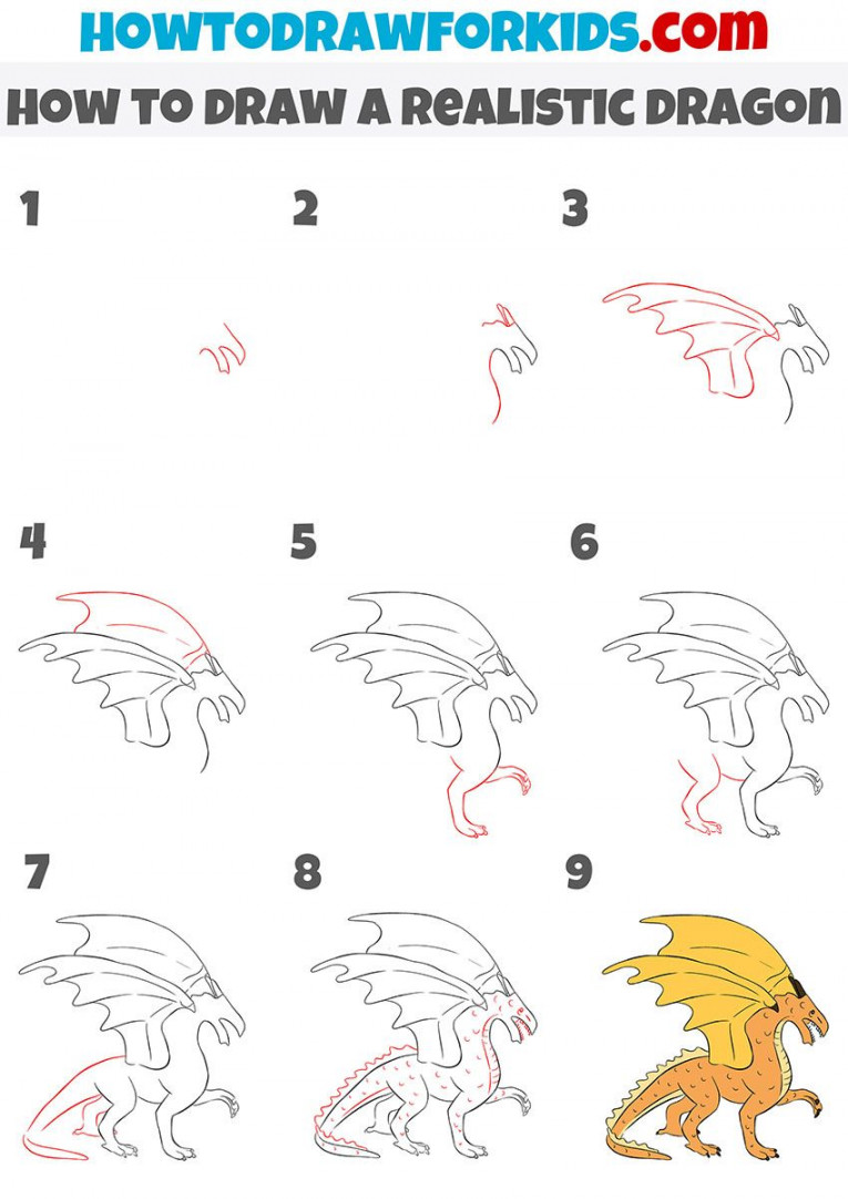 how to draw a realistic dragon step by step  Cool dragon drawings