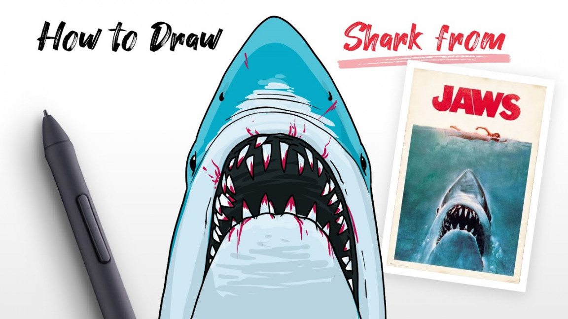 How to Draw a Shark from JAWS movie (Great white shark) easy Step By Step