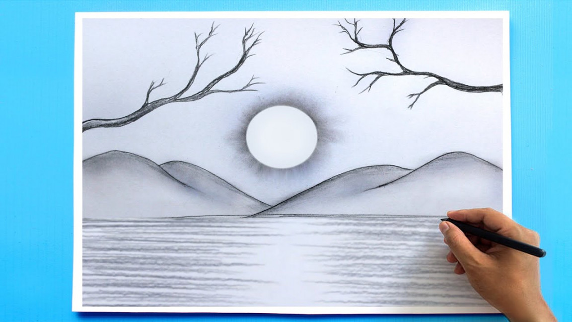 How to Draw a simple Landscape - Easy Pencil Drawing