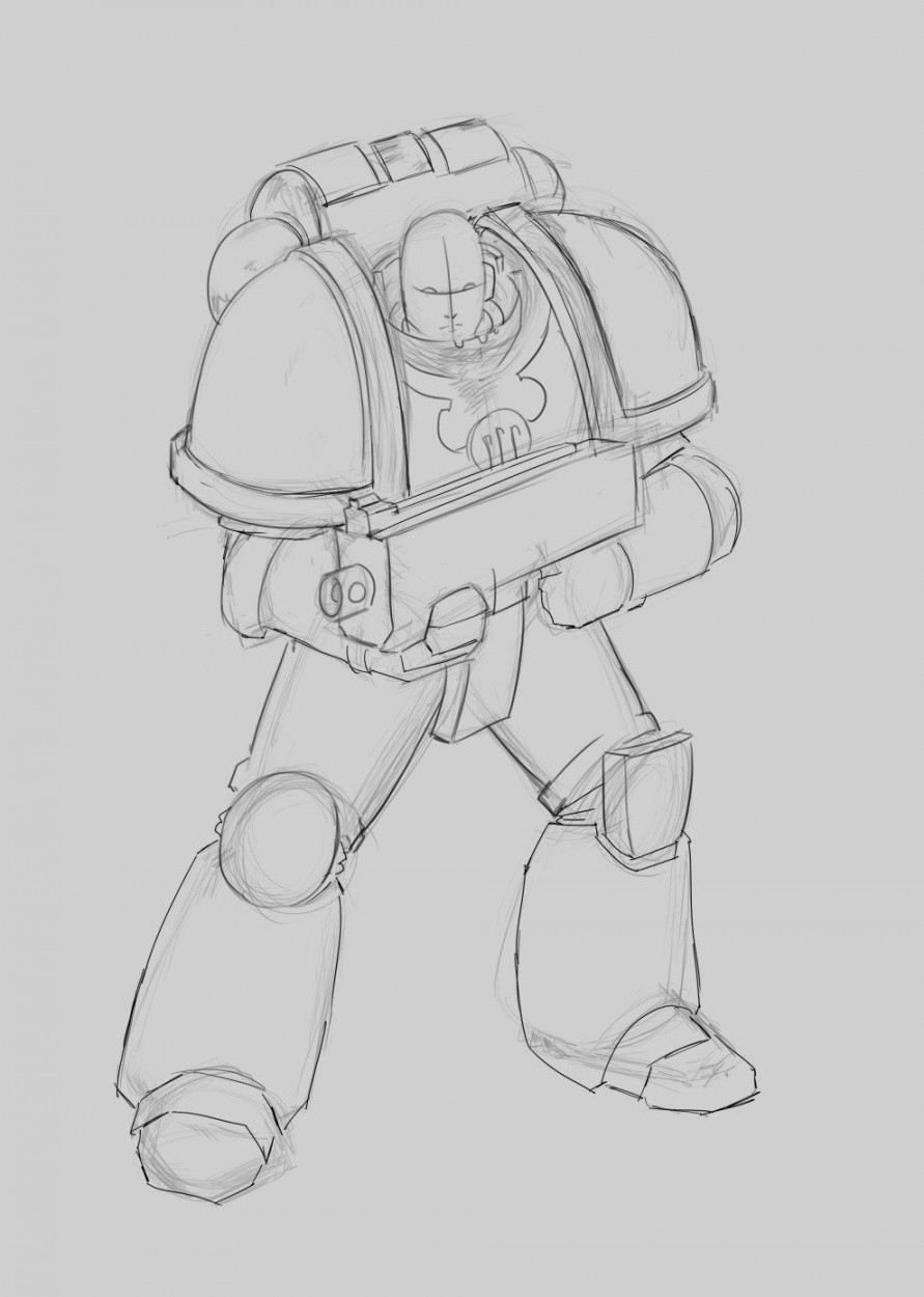 How to draw a Space Marine. Step by step Tutorial